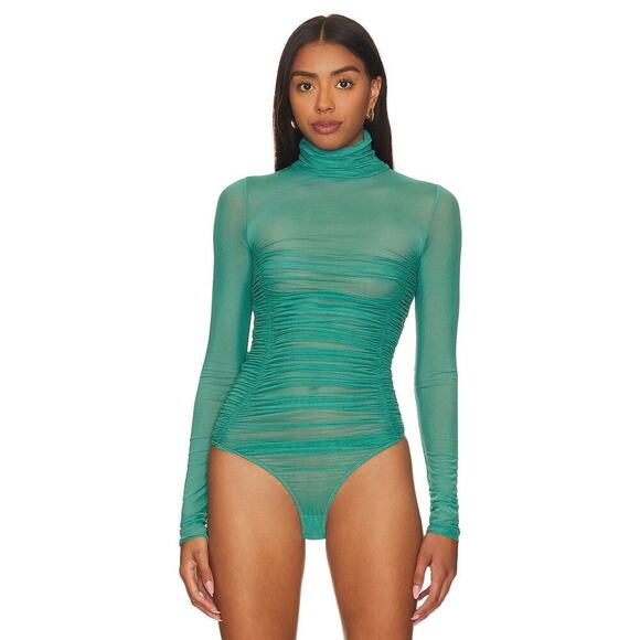 Free People Under It All Bodysuit White Spruce Green Size L - Picture 2 of 8